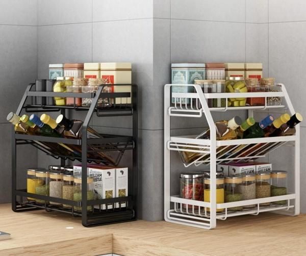 Seasoning Organizer Bathroom Storage Shelf Kitchen Rack Spice Jars