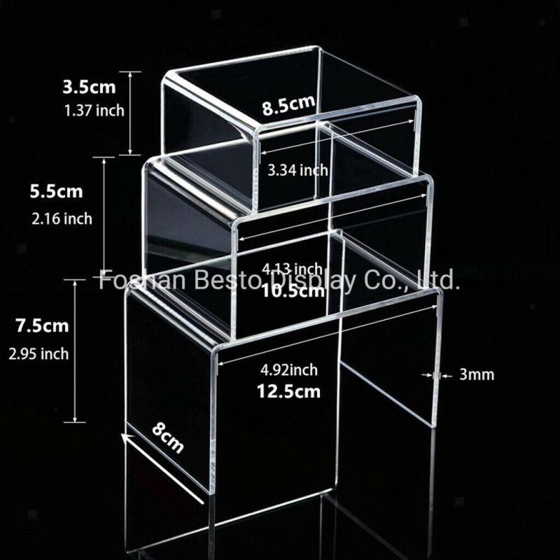 Clear 3 Tier Acrylic Shoes Rack Holder Retail Shop Display Plastic Stand Shelf Storage Rack