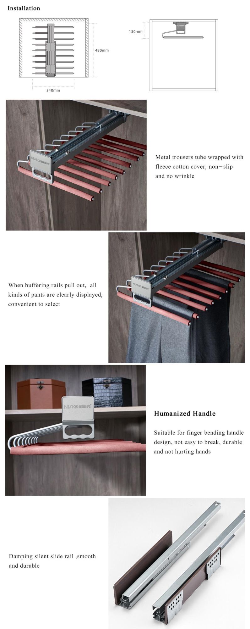 Hot Selling Manufacturer Wardrobe Trousers Double Rack Wardrobe Storage