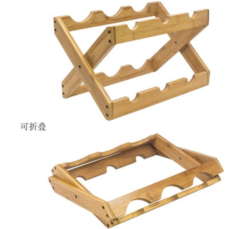 Home Tabletop Decor Torched Brown Rustic Wood Red Bottle Foldable Wine Rack