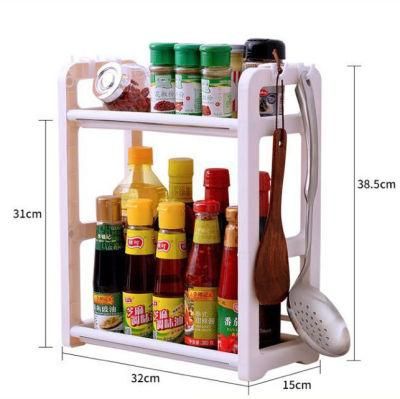 Kitchen 2 Layers Sundries Plastic Shelf /Removable Plastic Storage Rack