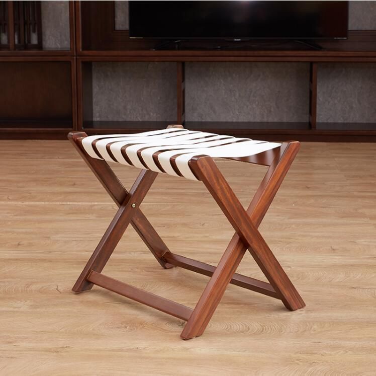 Folding Design Stable Durable Casual Home Hotel Bamboo Luggage Rack with Shoe Shelf