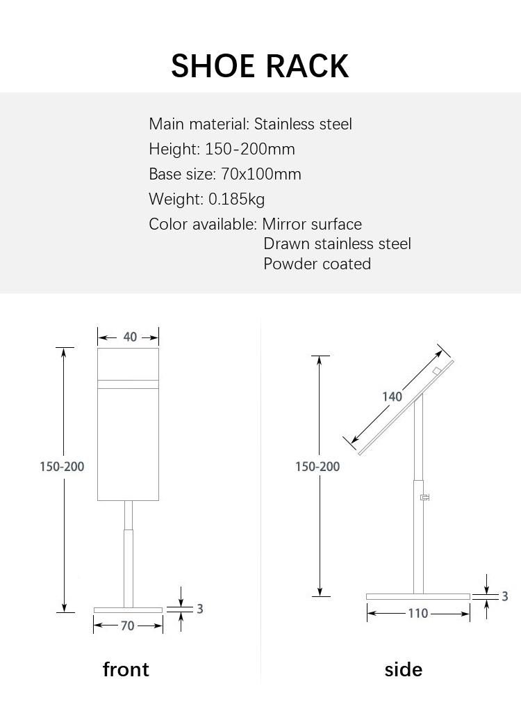 Metal Shoes Exhibition Mall Adjustable Table Display Stand Rack