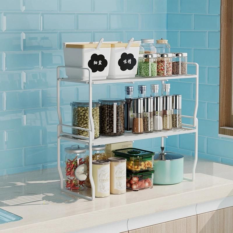 Double Layer Kitchen Spice Rack Metal Dish Rack Storage Rack