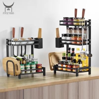 Stainless Steel 3-Layer Spice Rack Storage Rack Kitchen Countertop Storage Rack