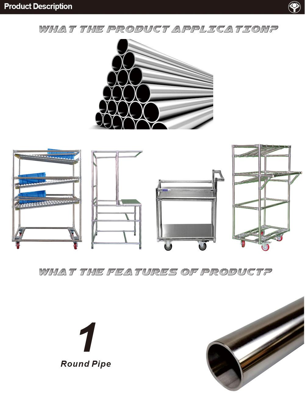 Material Tube Lean Pipe Material Handling Equipment Rack with Hand Trolley Storage Rack Pipe Rack with Industrial Cart Transfer Tollery