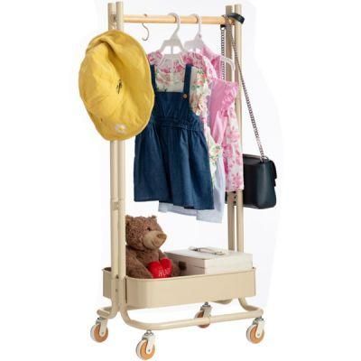 Kid Closet Clothing Garment Rack with Wheels and Shelf