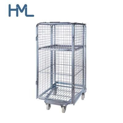 Supermarket Warehouse Logistic Nestable Folded Insulated Metal Mesh Roll Container
