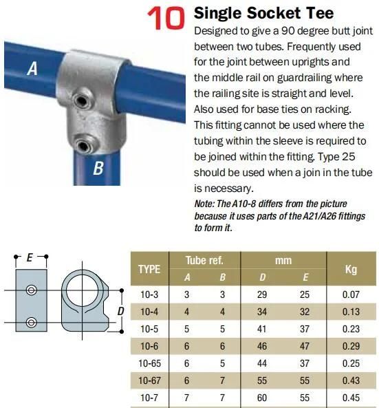 Heavy Duty 101 Short Tee Pipe Fittings with SS304 Screw Key Clamp Structural Fittings