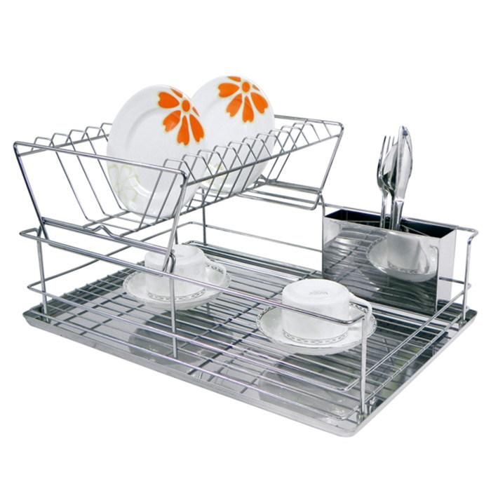 Kitchen Utensils Holder Drying Drainer Storage Shelf Dryer Plate Organizer 2 Tier Dish Rack