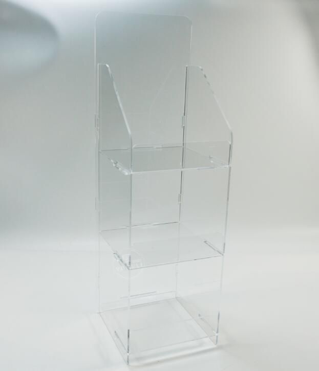 3 Tiered Detachable Assembled Clear Acrylic Counter Interlocking Retail Display Rack with 3 Shelves for Supermarket