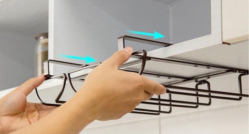 Decorative Display Iron Wire Metal Hanging Wine Glass Rack for Bar Kitchen Cabinet