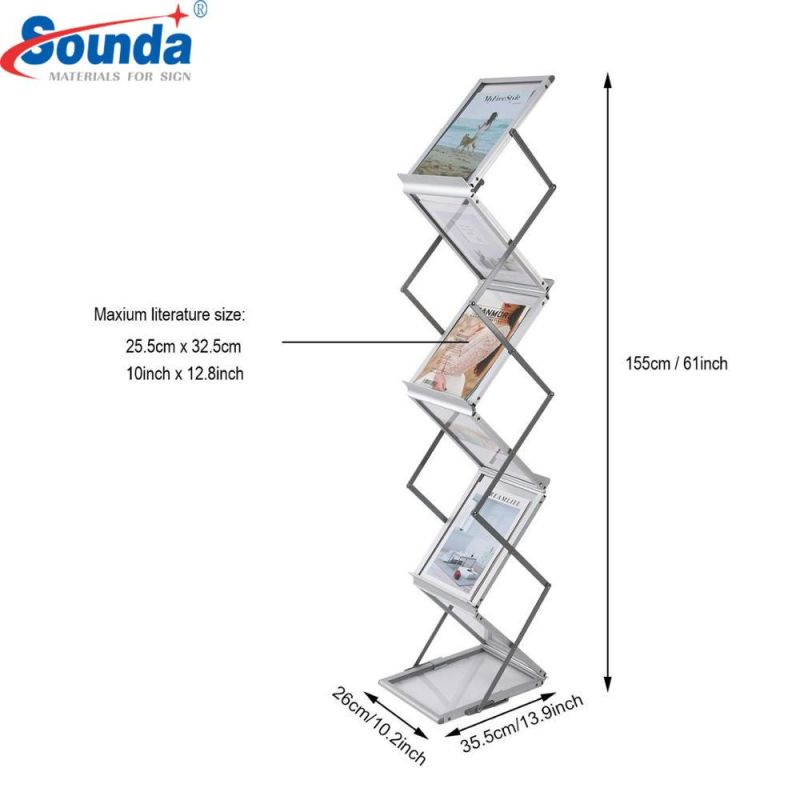 A4 Aluminum Acrylic Portable Magazine Banner Display Rack