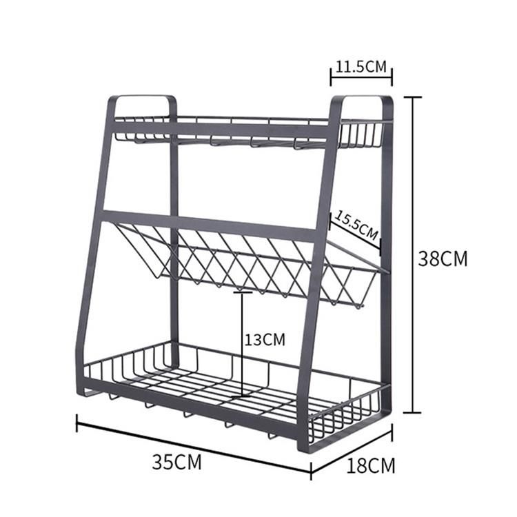 Dish Drying Rack Over Sink Drainer Shelf Three Layer Kitchen Supplies Storage Spice Rack