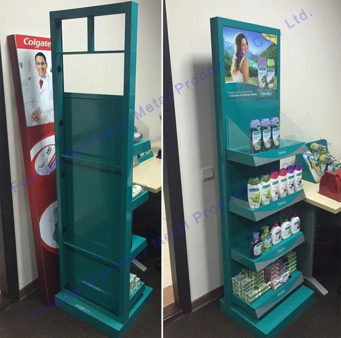 Supermarket Floor Standing Retail Beauty Products Display Shelf Rack