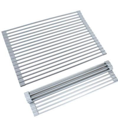 Foldable Silicone Dish Roll up Drying Rack for Kitchen Sink Countertop