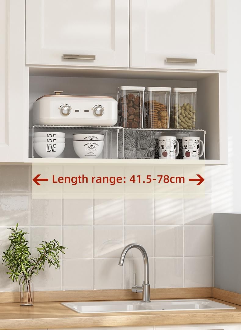 Cabinet Organizer Stackable Telescopic Metal Kitchen Storage Expandable Rack