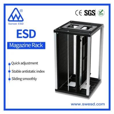 ESD Aluminum Alloy Adjustable SMT Magazine Storage Rack PCB Carrier