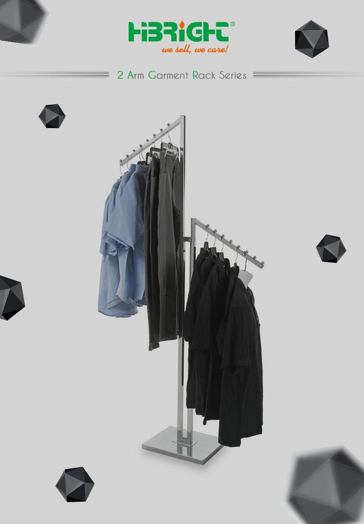 Two Ways Chrome Clothes Display Garment Racks