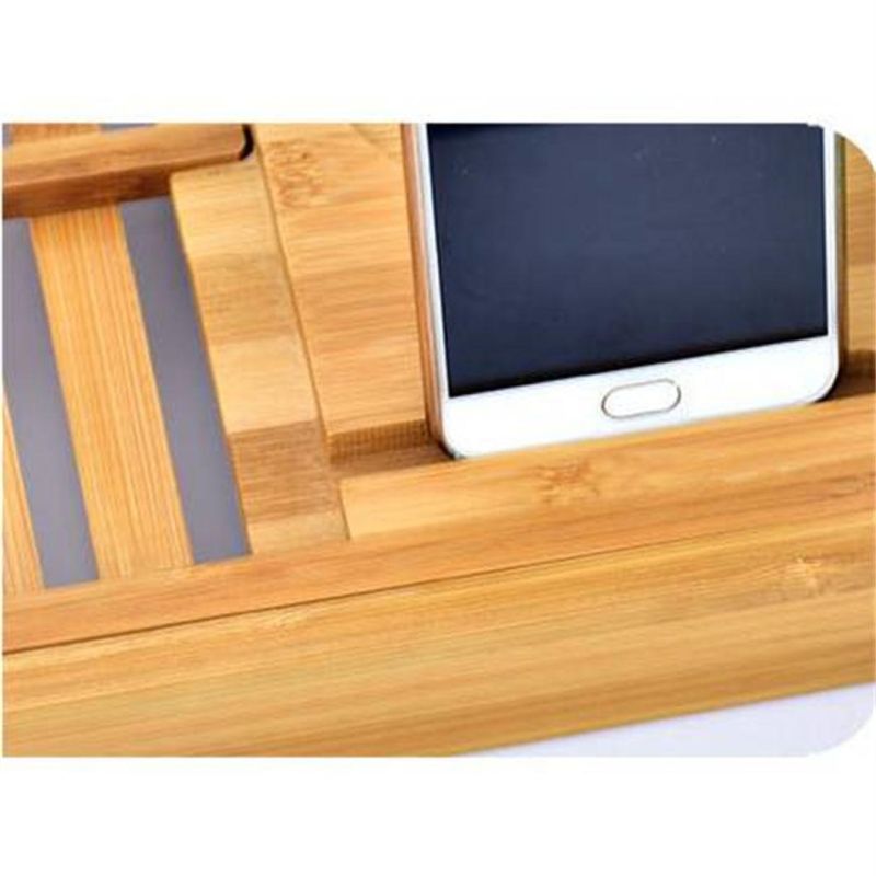 Adjustable Bamboo Wooden Bath Tub Bathroom Tray Shelf Bathtub Bridge Caddy Rack