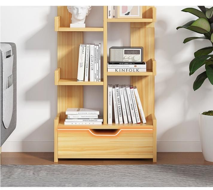 Bookshelf Household Simple Floor Tree-Shaped Small Storage Rack Bedroom Storage Rack Living Room Multi-Layer Lattice Bookcase