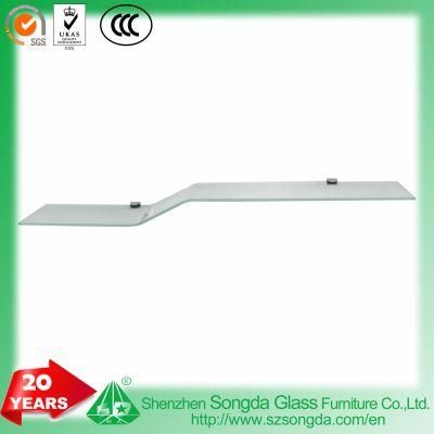 5-12mm Frosted Glass Shelves, Bent Glass with Decoration in Bathroom