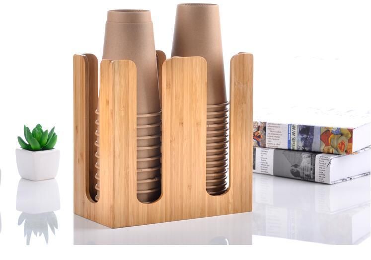 Bar Checkstand Cashier Desk Wooden Paper Cup Holder Rack