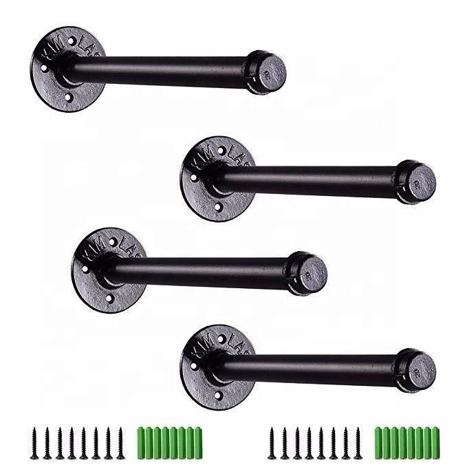 Bsp Threaded Elbow Pipes Flange Malleable Iron Home Furniture DIY Black Heavy Duty Pipe Brackets