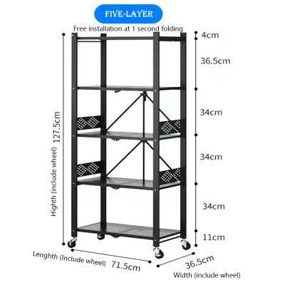 Hylde Folding Rack Home Storage Foldable Kitchen Display Rack Kitchen Organizer Shelf