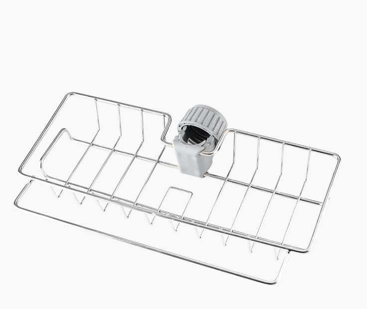 Kitchen Faucet Rack Household Stainless Steel Perforated Rag Sponge Brush Drain Rack Sink Storage Rack