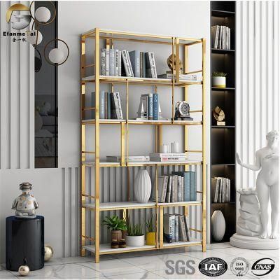 Ve384 Hot Sale Facotory Supply Home Decor Furniture Ti Gold Stainless Steel Book Shelf