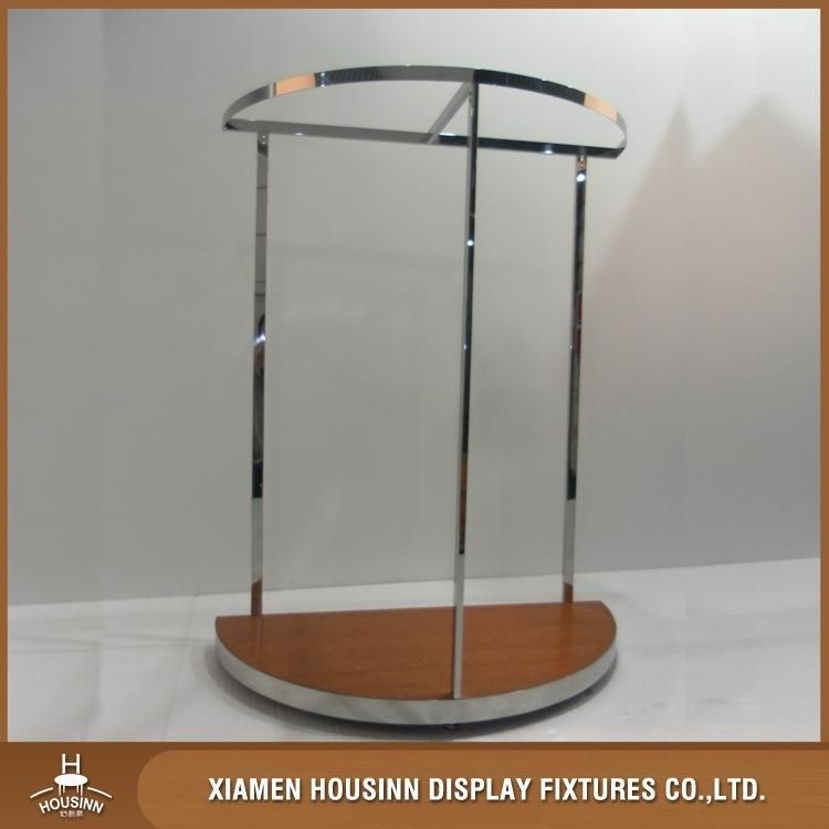 High Quality Two-Way Polished stainless Steel Clothing Store Display Rack