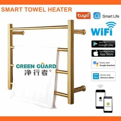 304 SUS Round Tube Golden Polish WiFi Smart Towel Heating Racks WiFi Heated Towel Racks