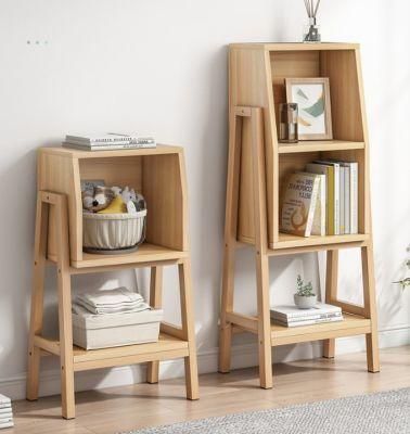 Solid Wood Shelf Floor Small Bookshelf Storage Rack