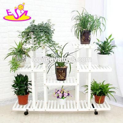 Custom White Wooden Flower 3-Tier Pot Display Shelf for Garden W08h112b