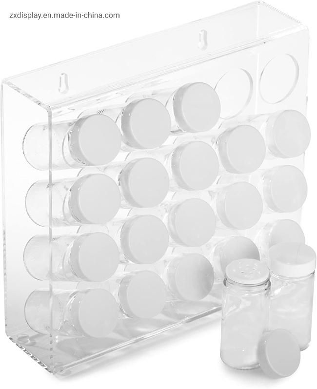 High Capacity Acrylic 20 Bottle Spice Storage Display Rack for Kitchen