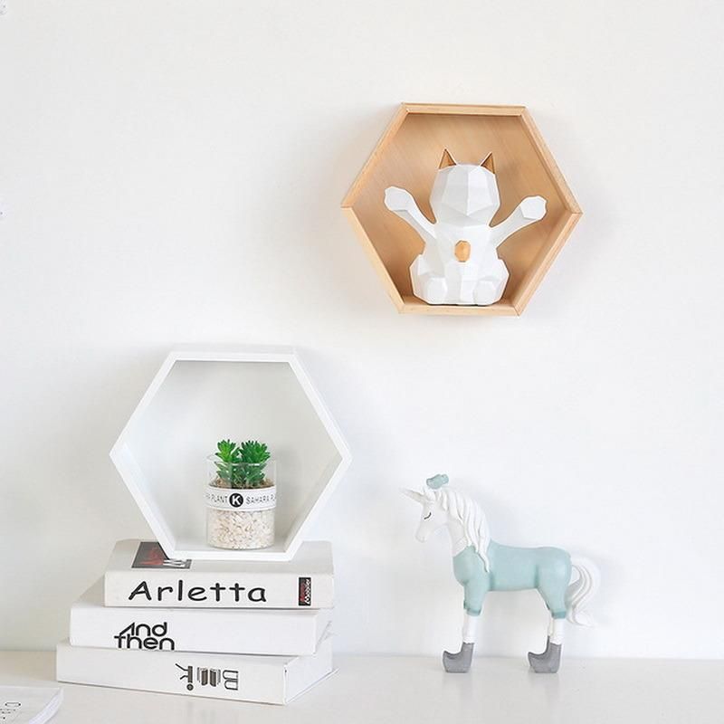 Mountain Metal Wire Designed Wall Mounted Decorative Wooden Storage Shelves Display Racks