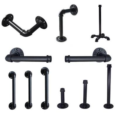 3PCS Pipe Black Robe Hook Towel Bar Toilet Paper Holder for Bathroom Washroom