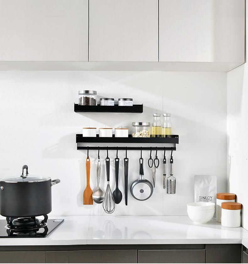 Hot-Selling Aluminum Kitchen Storage Rack with Removable Hook