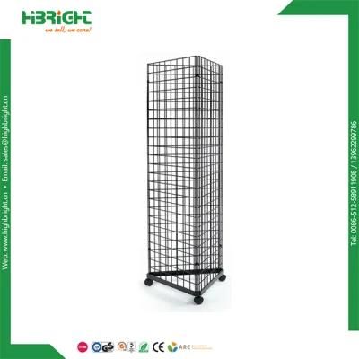 Rolling Floor 3 Sided Hook Metal Gridwall Wire Display Rack