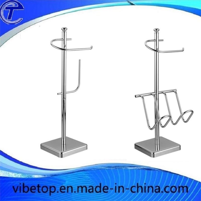 Toilet Butler Brush Paper Roll Holder Set +Towel Rack Stainless Steel Stand