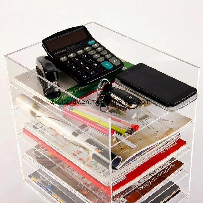 5 Layers Desktop Acrylic Document Brochure Storage Rack for Office