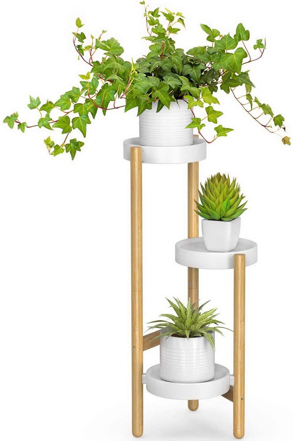 Bamboo Plant Stands Indoor, 3 Tier Tall Corner Plant Stand Holder & Plant Display Rack for Outdoor Garden (3 Tier -1)