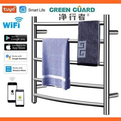 WiFi Control Electric Heated Towel Warmer Wall Mount Drying Heating Rack 304 Stainless Steel Tuya APP Remote Control Towel Warmer Racks