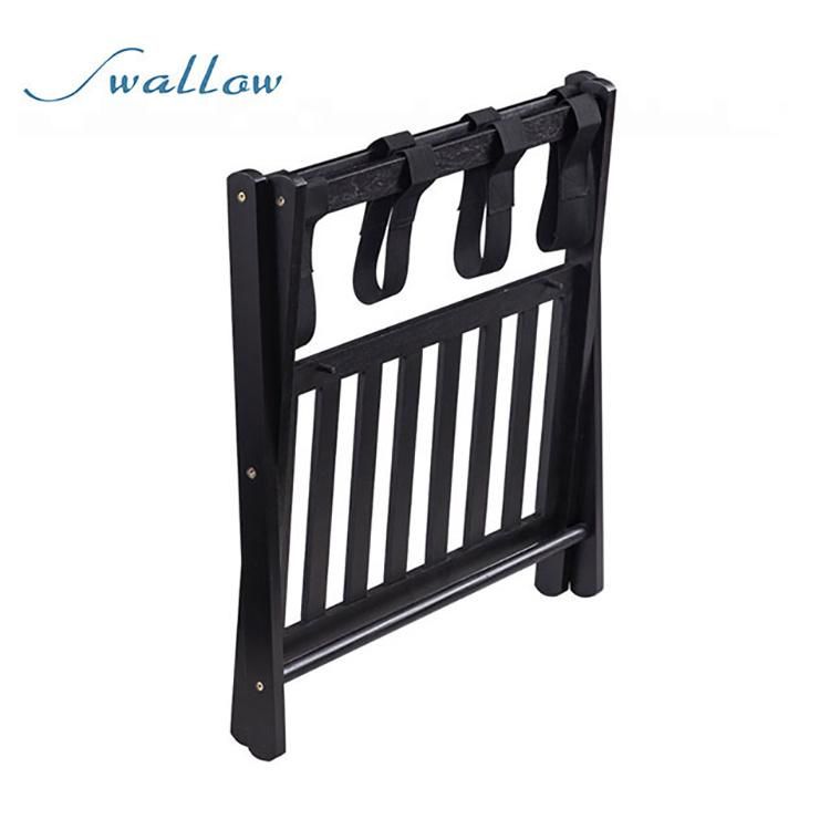 Swallow Solid Wood Stylist Folding Bedroom Luggage Rack Stand with Shoe Shelf