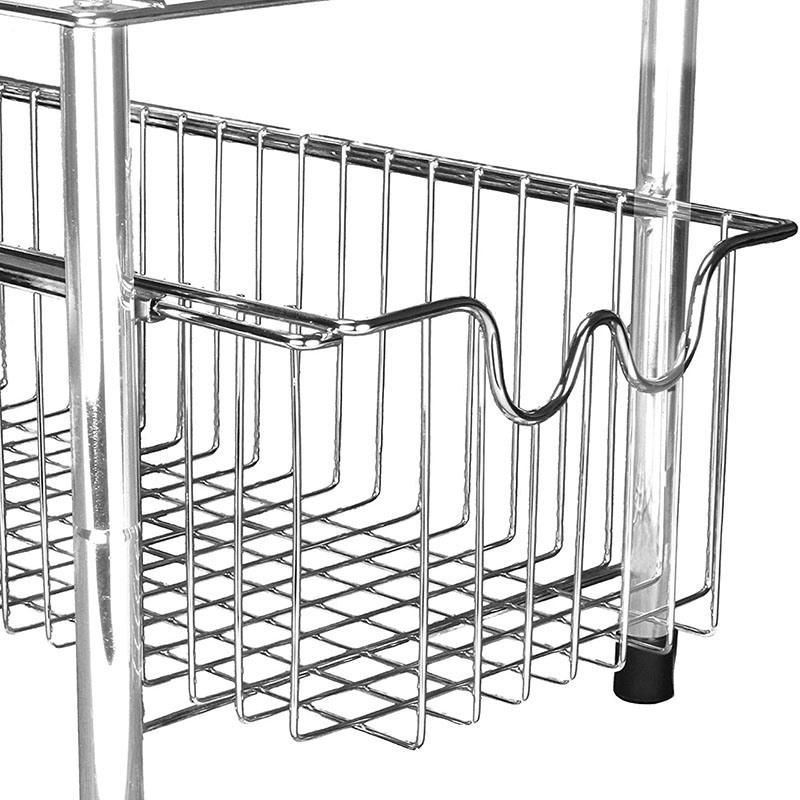 2 Tier Under Sink Multipurpose Storage Organiser Wire Rack with Sliding Basket Drawer