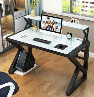 Computer Desk Desktop Desk Bookshelf One Table Rental Simple Tempered Glass Bedroom Gaming Table Home Desk