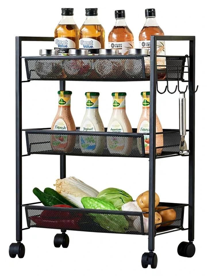 Kitchen Storage Shelf Steel  Rolling Cart for Kitchen Bathroom etc.