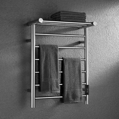 Kaiiy 304 Stainless Steel Electric Towel Rack Intelligent Temperature Control Wall Mount Warmer Heated Towel Rack with Shelf