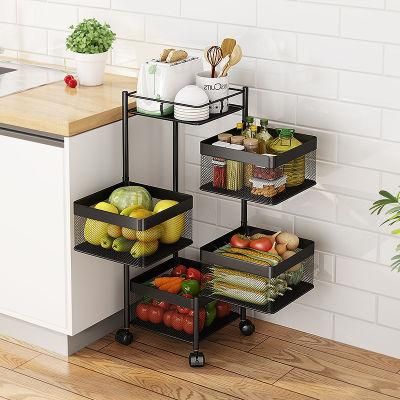 Multi-Layer Fruit Vegetable Rack Home Shelf Rotating Living Room Floor Kitchen Storage Rack Wbb15960